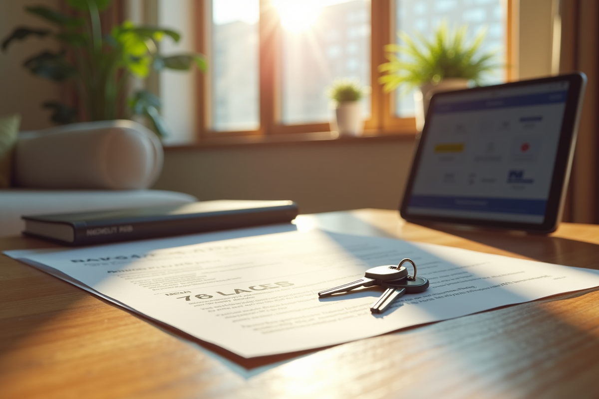 Clés de location et contrat sur une table en intérieur lumineux