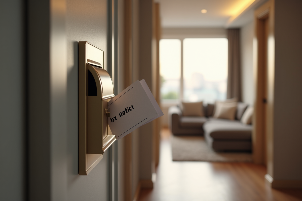 Couloir d un appartement haut de gamme avec boîte aux lettres et décor élégant