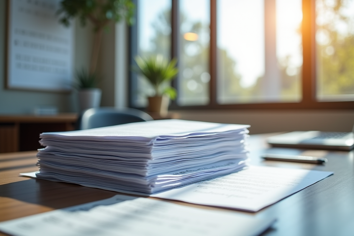 Dossiers de permis de construction sur bureau lumineux