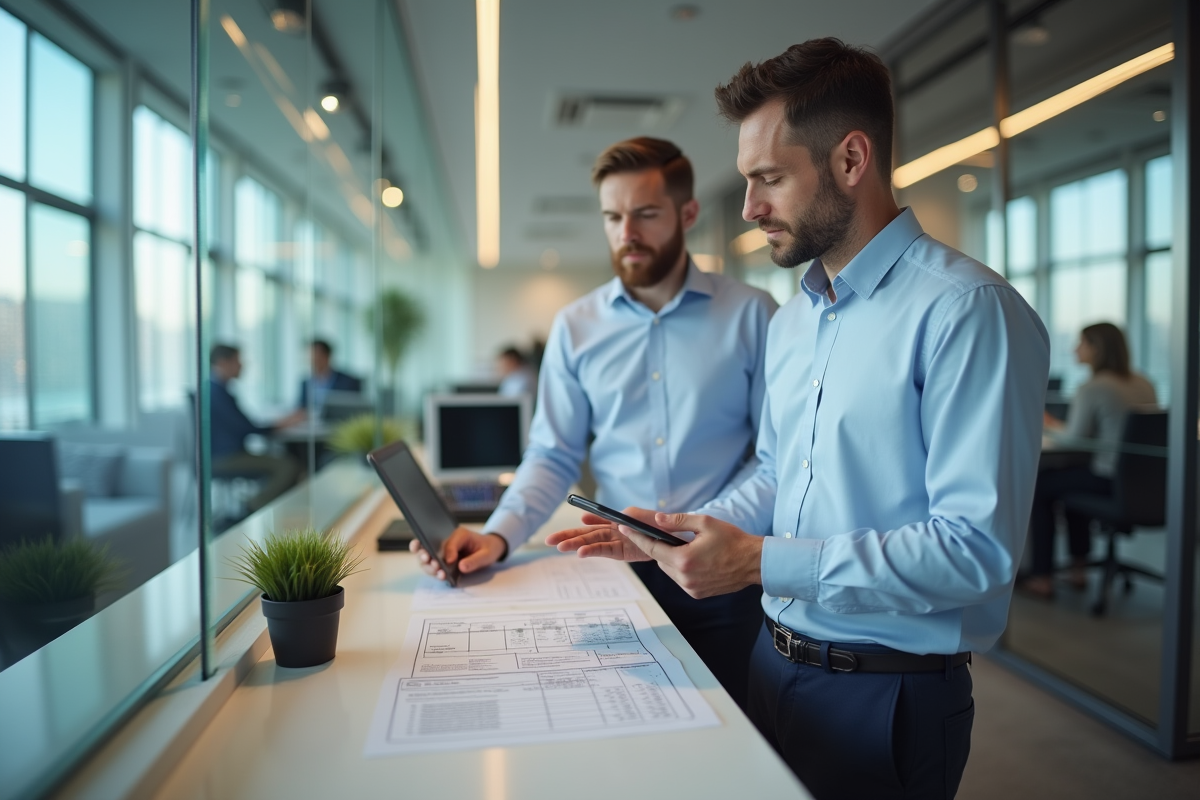 Homme discutant avec un conseiller bancaire dans une agence