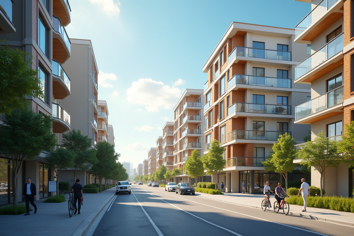 Immeubles résidentiels avec panneau a vendre en journée ensoleillée