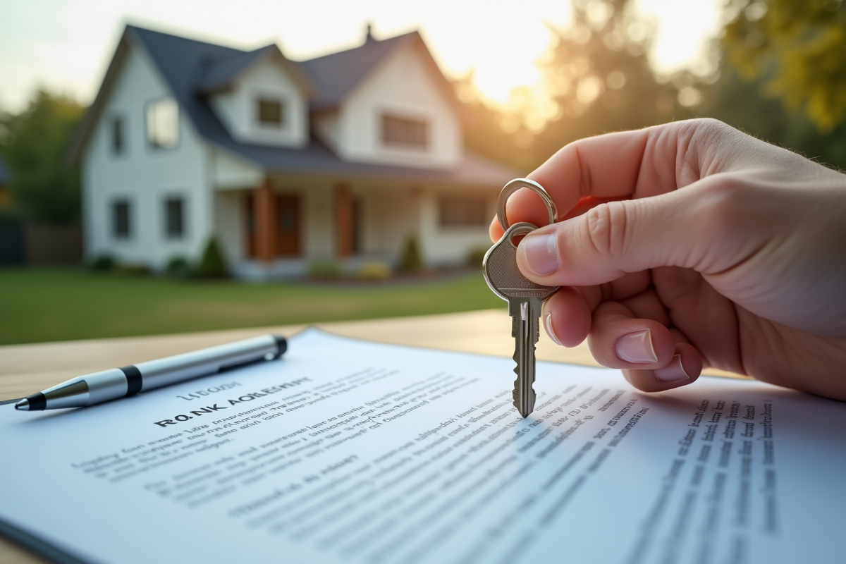Main tenant une clé de maison sur un contrat de prêt immobilier