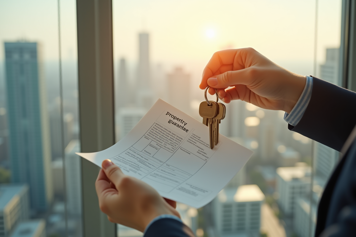 Main tenant des clés et document immobilier près d