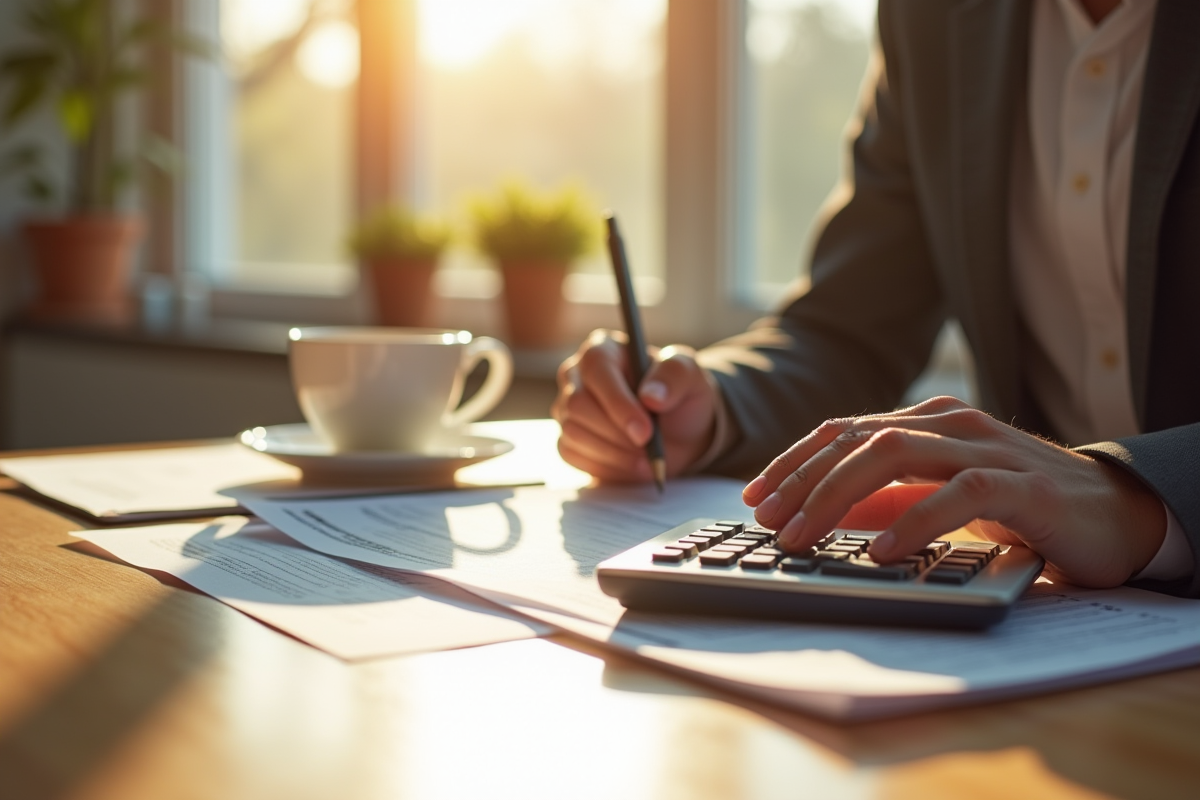 Personne lisant des documents de prêt immobilier au matin