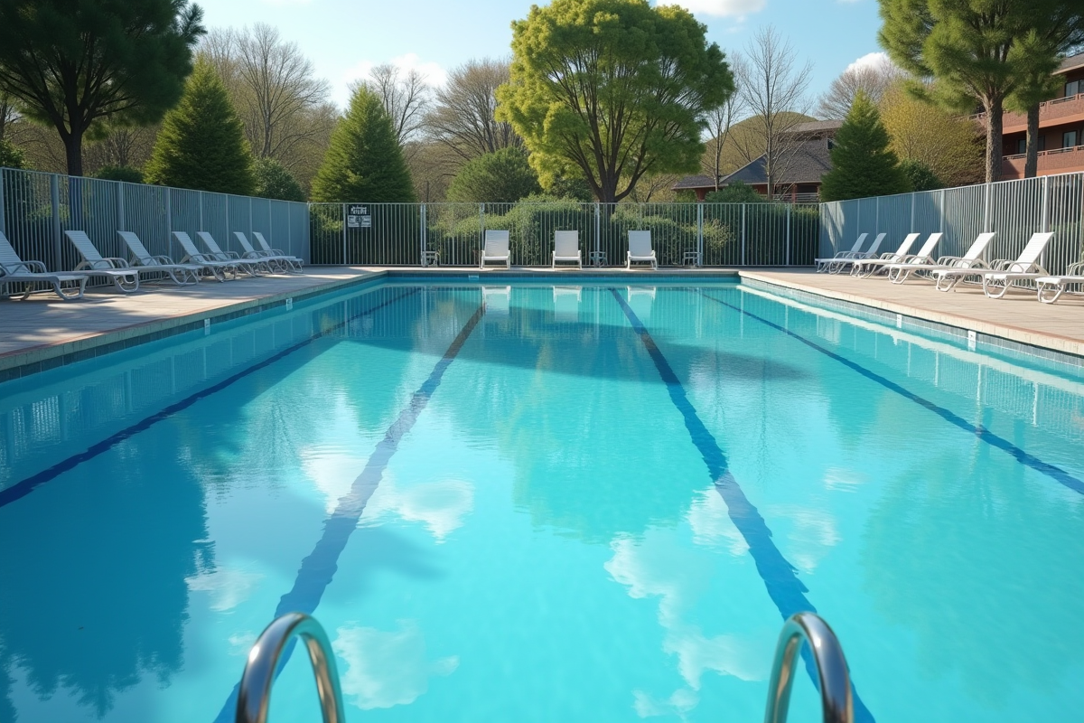 Piscine publique entourée d