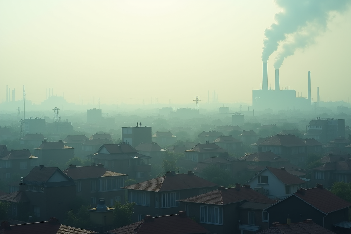 Pollution industrielle au-dessus d